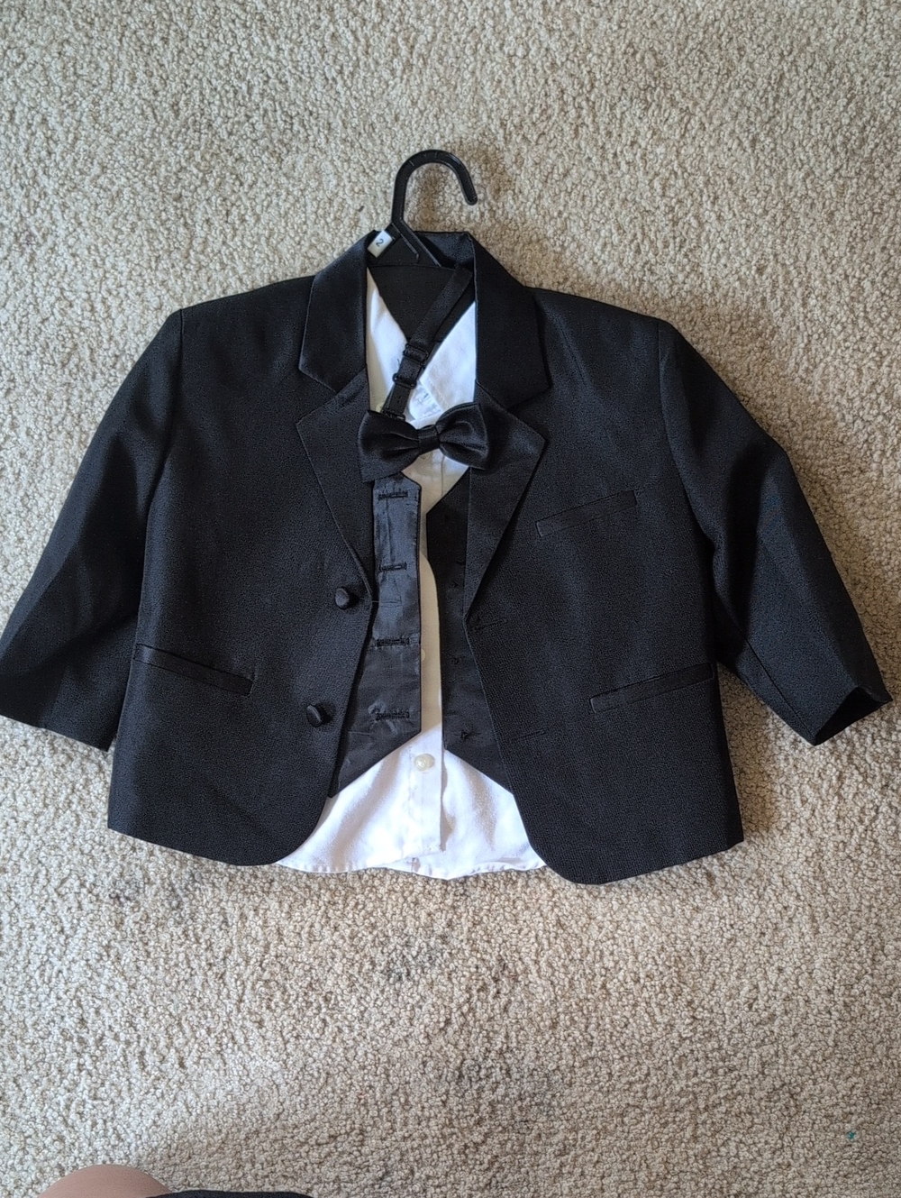 Liz Claiborne Black Boys Formal Jacket with Bow Tie and Vest Panel